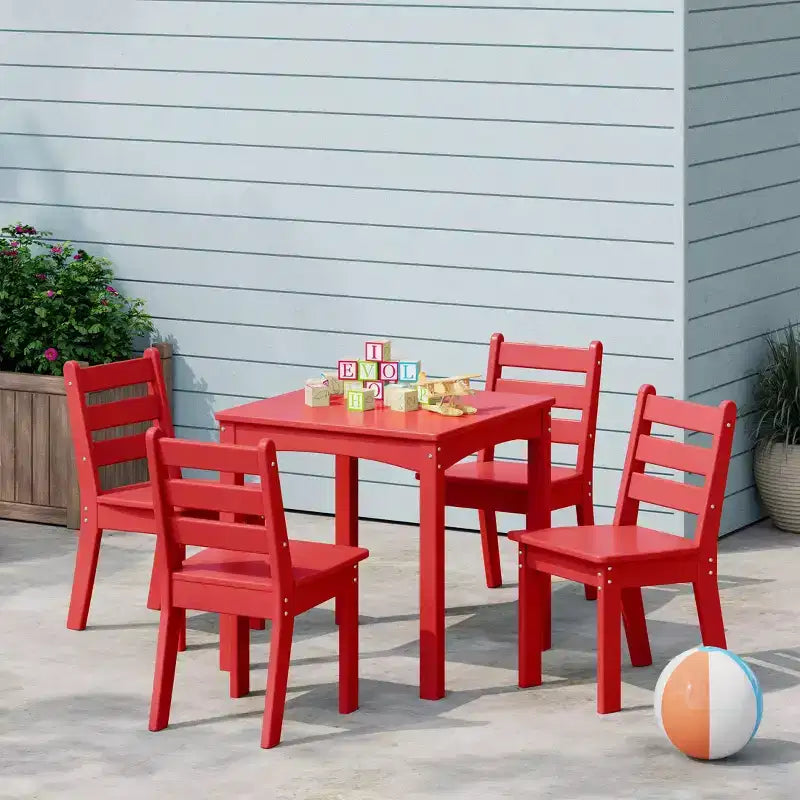 Ensemble de table et chaises de salle à manger 5 pièces en PEHD pour enfants WestinTrends Treehouse