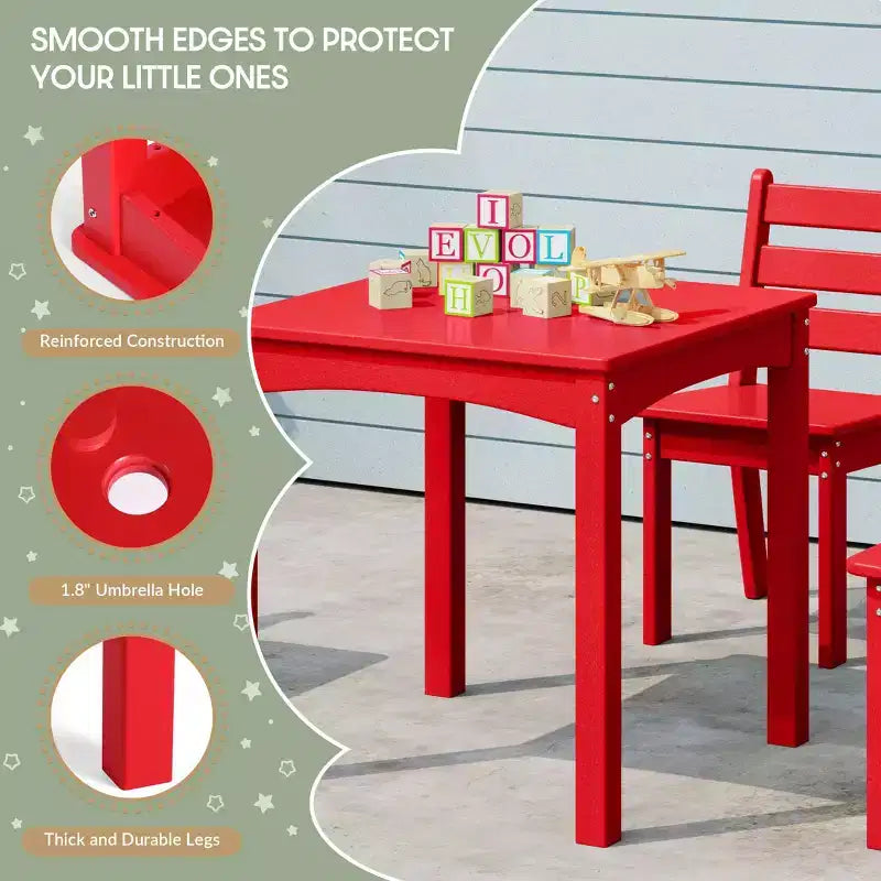Ensemble de table et chaises de salle à manger 5 pièces en PEHD pour enfants WestinTrends Treehouse