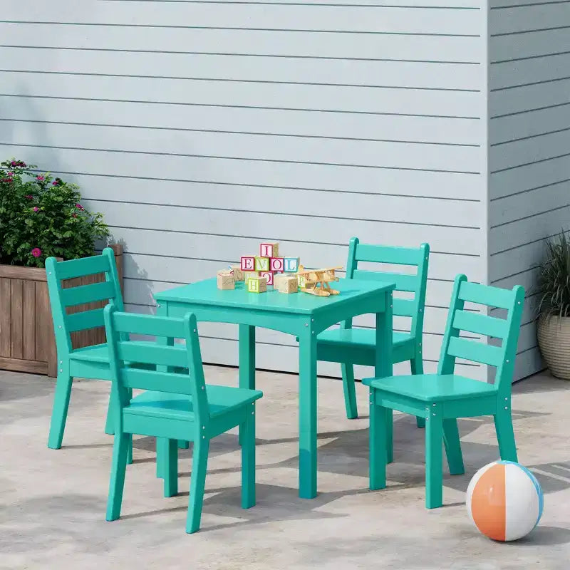 Ensemble de table et chaises de salle à manger 5 pièces en PEHD pour enfants WestinTrends Treehouse