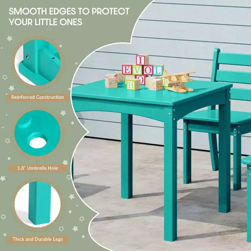 Ensemble de table et chaises de salle à manger 5 pièces en PEHD pour enfants WestinTrends Treehouse