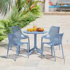 WestinTrends Playa 5-Piece Modern Round Patio Dining Table Set with Stackable Patio Dining Chairs