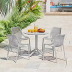 WestinTrends Playa 5-Piece Modern Round Patio Dining Table Set with Stackable Patio Dining Chairs