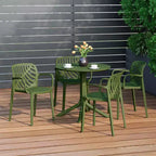Ensemble de table à manger de patio ronde en résine WestinTrends Playa 5 pièces avec chaises de salle à manger de patio empilables modernes