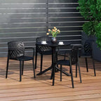 Ensemble de table à manger de patio ronde en résine WestinTrends Playa 5 pièces avec chaises de salle à manger de patio empilables modernes