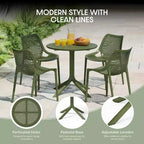 Ensemble de table à manger de patio ronde en résine WestinTrends Playa 5 pièces avec chaises de salle à manger de patio empilables modernes