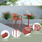 Ensemble de table à manger de patio ronde en résine WestinTrends Playa 5 pièces avec chaises de salle à manger de patio empilables modernes