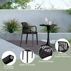 Ensemble de table à manger de patio ronde en résine WestinTrends Playa 5 pièces avec chaises de salle à manger de patio empilables modernes