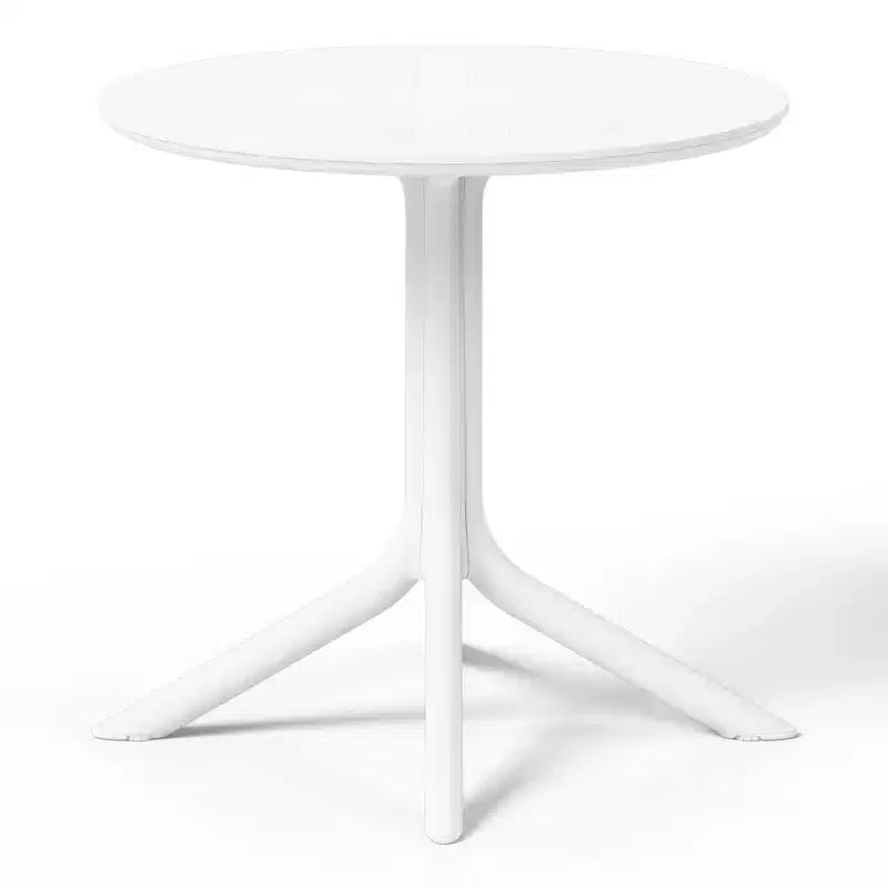 Ensemble de table à manger de patio ronde en résine WestinTrends Playa 5 pièces avec chaises de salle à manger de patio empilables modernes