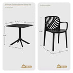 Ensemble table de salle à manger carrée d'extérieur 5 pièces WestinTrends Playa avec chaises de salle à manger empilables