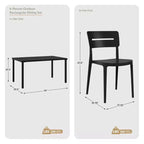 WestinTrends Playa 7-Piece Outdoor Rectangular Metal Patio Dining Table Set With Stackable Patio Chairs