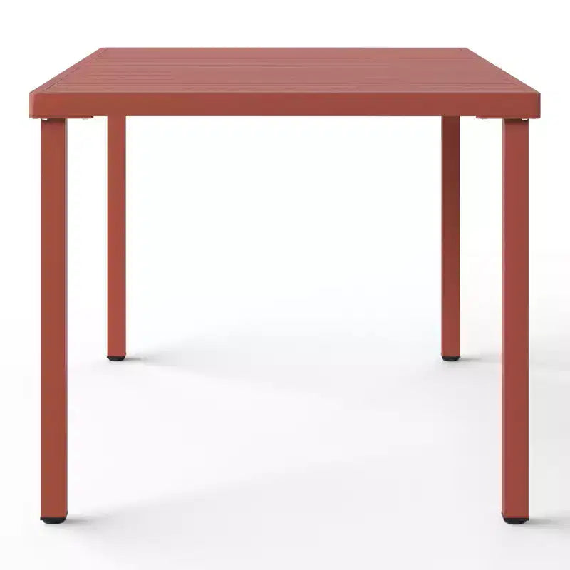 WestinTrends Playa 7-Piece Outdoor Rectangular Metal Patio Dining Table Set With Mid-Century Modern Stackable Patio Side Chairs
