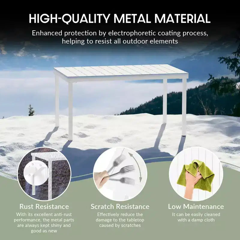 WestinTrends Playa 7-Piece Outdoor Rectangular Metal Patio Dining Table Set With Mid-Century Modern Stackable Patio Side Chairs