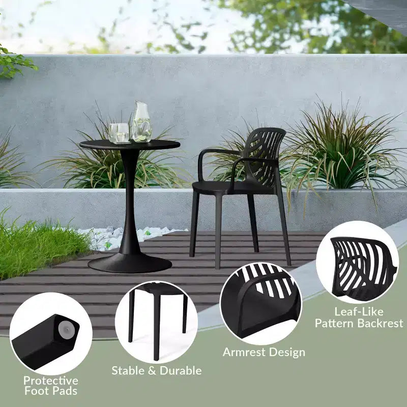 WestinTrends Playa 7-Piece Outdoor Metal Rectangle Patio Dining Table Set With Stackable Resin Patio Dining Chairs
