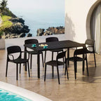 WestinTrends Playa 7-Piece Outdoor Rectangular Metal Patio Dining Table Set With Stackable Patio Dining Chairs