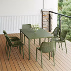 WestinTrends Playa 7-Piece Outdoor Metal Patio Dining Table Set With Stackable Patio Chairs