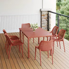 WestinTrends Playa 7-Piece Outdoor Metal Patio Dining Table Set With Stackable Patio Chairs