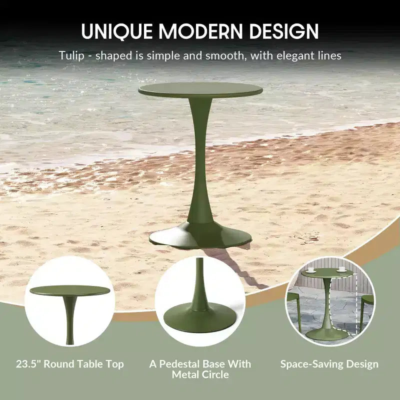 WestinTrends Playa Ensemble de table à manger d'extérieur 3 pièces en métal et chaises de patio empilables en résine