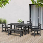WestinTrends Ashore 6-Piece Outdoor HDPE Patio Dining Table Set with Bench