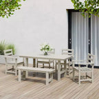 WestinTrends Ashore 6-Piece Outdoor HDPE Patio Dining Table Set with Bench
