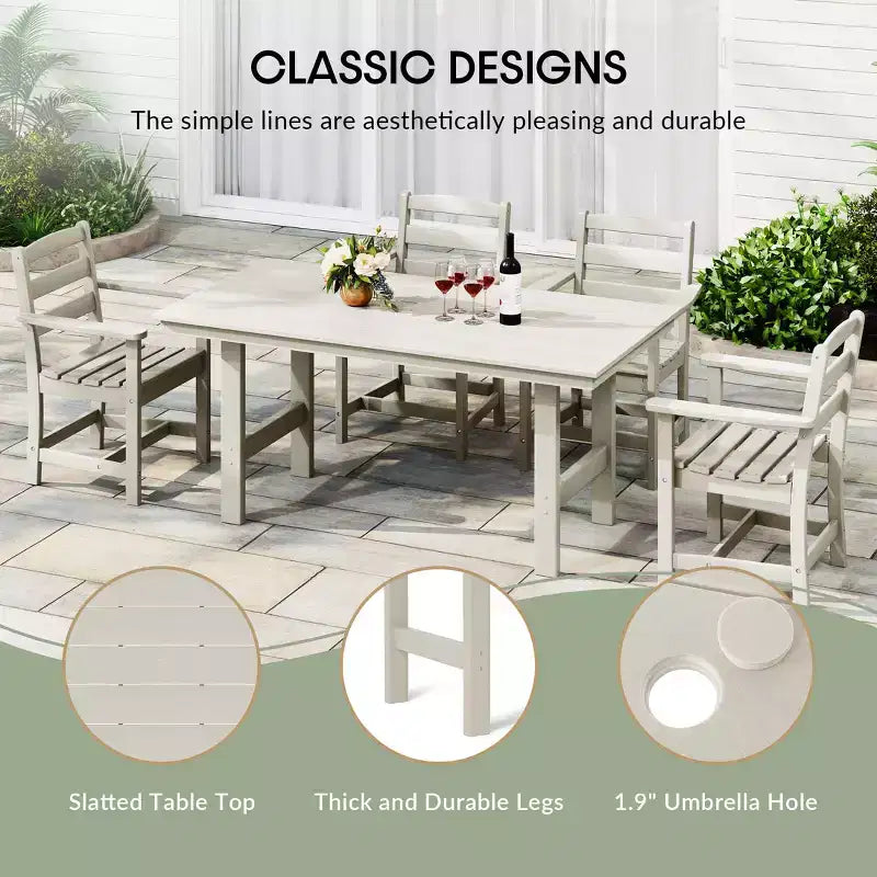 WestinTrends Ashore 6-Piece Outdoor HDPE Patio Dining Table Set with Bench