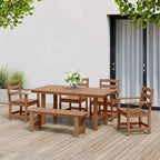 WestinTrends Ashore 6-Piece Outdoor HDPE Patio Dining Table Set with Bench