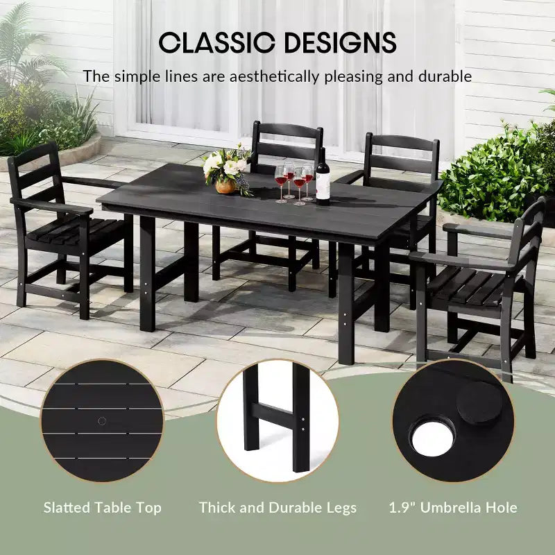 WestinTrends Ashore 6-Piece Outdoor HDPE Patio Dining Table Set with Bench