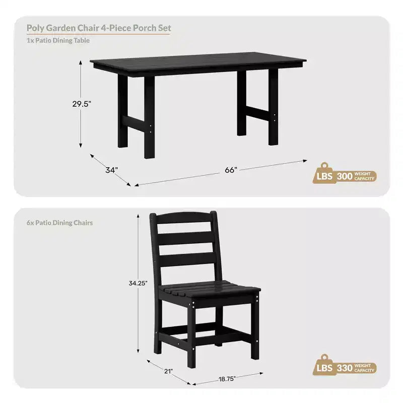Ensemble de salle à manger d'extérieur rectangulaire 7 pièces WestinTrends Ashore en PEHD avec chaises d'appoint