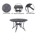 CLIHOME 5-Piece Outdoor Aluminum Dining Set With 4 360 Rotation Chairs & 1 48 Round Woven Dining Table With Umbrella Hole