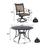 CLIHOME 5-Piece Outdoor Aluminum Dining Set With 4 360 Rotation Chairs & 1 48 Round Woven Dining Table With Umbrella Hole