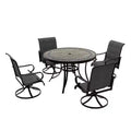 CLIHOME 5-Piece Outdoor Aluminum Dining Set With 4 360 Swivel Chairs & 1 48 Round Ceramic Tile Table Equipped With 2.3 Umbrella Hole