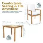 Sunnydaze Rodanthe Acacia Wood Outdoor Dining Set with Table and Armchairs - 5pc - Natural/Bone White