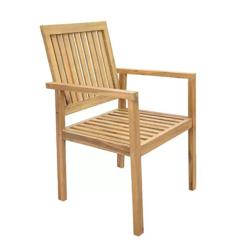 Sunnydaze Rodanthe Acacia Wood Outdoor Dining Set with Table and Armchairs - 5pc - Natural/Bone White