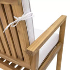 Sunnydaze Rodanthe Acacia Wood Outdoor Dining Set with Table and Armchairs - 5pc - Natural/Bone White