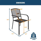 Ensemble de salle à manger d'extérieur 8 pièces CLIHOME, 2 tables carrées avec trou pour parasol et 6 chaises en maille