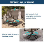 CLIHOME 7-Piece Extendable Outdoor Dining Set,With Telescopic Table And 360Swivel Chair Patio Set
