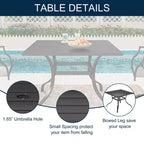 CLIHOME 8-Piece Outdoor Dining Set,Square Table With Sunshade Umbrella Hole & 360 Swivel Chairs Patio Set