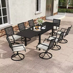 CLIHOME Salon de Jardin 9 Pièces, Table Extensible et Chaises d'Extérieur Rembourrées Pivotantes à 360°