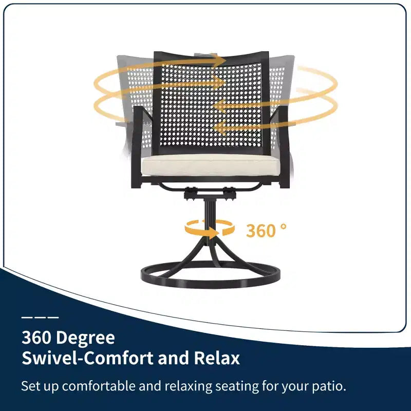 CLIHOME Salon de Jardin 9 Pièces, Table Extensible et Chaises d'Extérieur Rembourrées Pivotantes à 360°