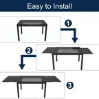 CLIHOME Salon de Jardin 9 Pièces, Table Extensible et Chaises d'Extérieur Rembourrées Pivotantes à 360°