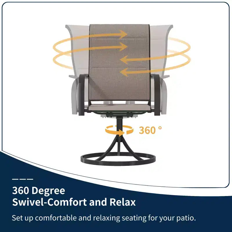 CLIHOME 8-Piece Patio Dining Set,Convertible Square Table built-in Umbrella Hole & 360 Swivel Chairs Outdoor Set