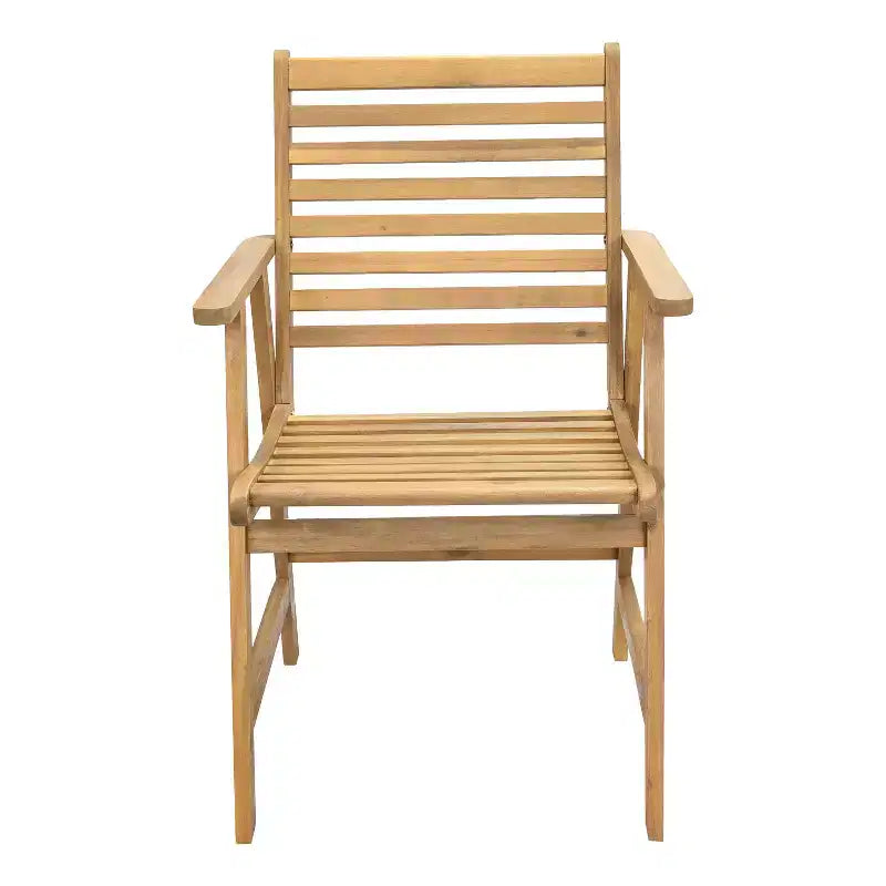 Ensemble de salle à manger extérieur Sunnydaze Hatteras en bois d'acacia avec table et fauteuils - 7 pièces - Naturel