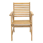 Ensemble de salle à manger extérieur Sunnydaze Hatteras en bois d'acacia avec table et fauteuils - 7 pièces - Naturel