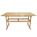 Ensemble de salle à manger extérieur Sunnydaze Hatteras en bois d'acacia avec table et fauteuils - 7 pièces - Naturel