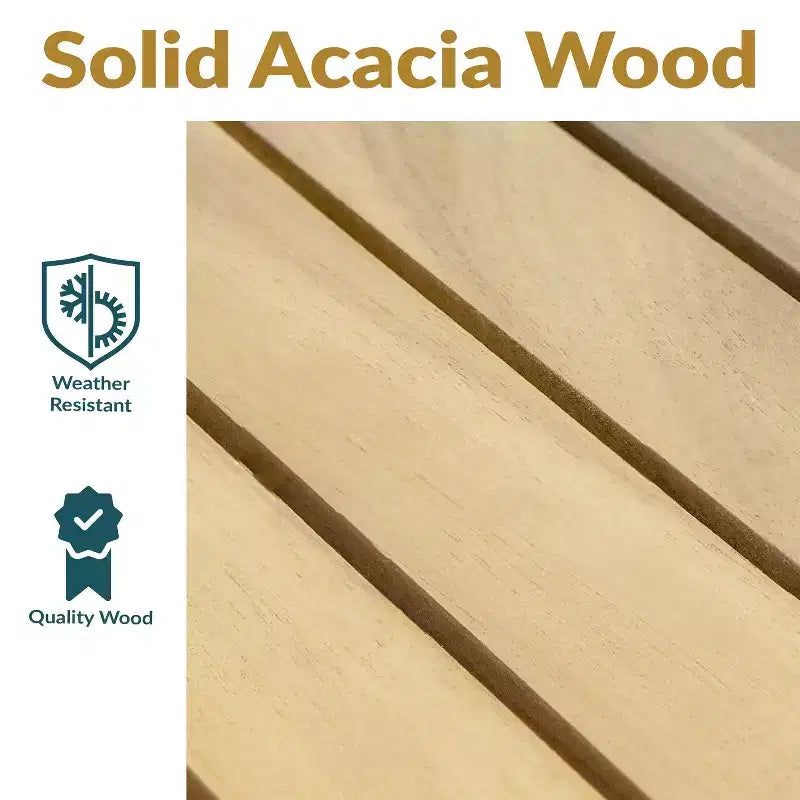 Ensemble de salle à manger extérieur Sunnydaze Hatteras en bois d'acacia avec table et fauteuils - 7 pièces - Naturel