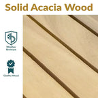 Ensemble de salle à manger extérieur Sunnydaze Hatteras en bois d'acacia avec table et fauteuils - 7 pièces - Naturel