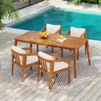 Christopher Knight Home Tensas, ensemble de salle à manger d'extérieur 5 pièces en bois d'acacia avec coussins