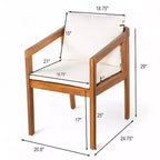 Christopher Knight Home Tensas, ensemble de salle à manger d'extérieur 5 pièces en bois d'acacia avec coussins