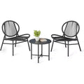 3-Piece Patio Set, All-Weather Wicker Chairs & Round Table for Balcony, Garden, Pool, Backyard - Black