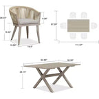PURPLE LEAF Outdoor Dining Set with Patio Aluminium Dining Table and Wicker Rattan Chairs Modern Furniture Cushions Sets for Backyard
