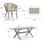 PURPLE LEAF Outdoor Dining Set with Patio Aluminium Dining Table and Wicker Rattan Chairs Modern Furniture Cushions Sets for Backyard